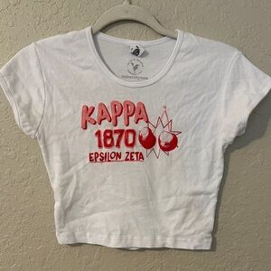 Kappa Epsilon Zeta  White and Red crop Tee r